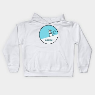 Frosty the Snowman skiing in Aspen Kids Hoodie